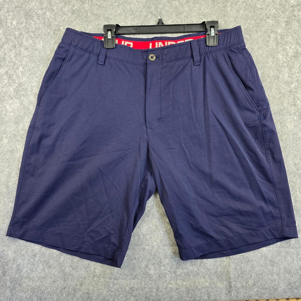 Under Armour‎ Golf Shorts Men 40 Navy Blue Loose Fit HeatGear Performance